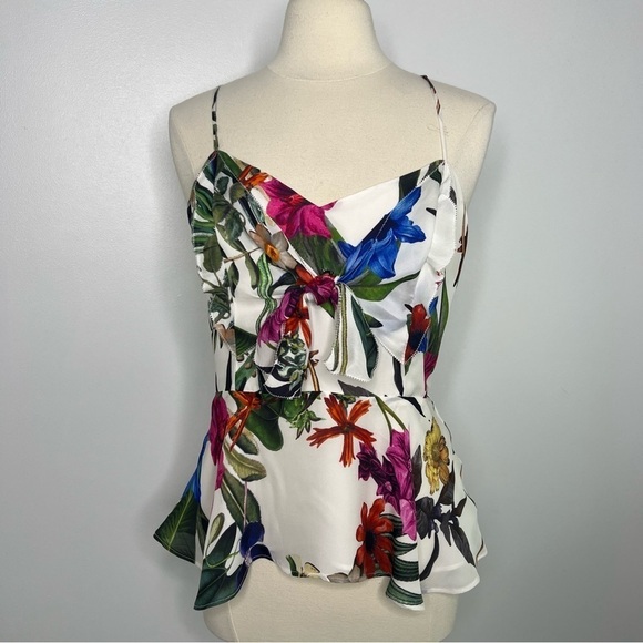 Parker Women’s Magnolia silk blend floral print Top, size large - Picture 2 of 12